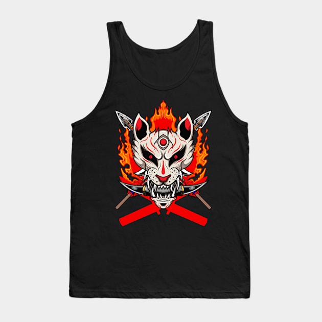 Kitsune Mask 2 Tank Top by Harrisaputra